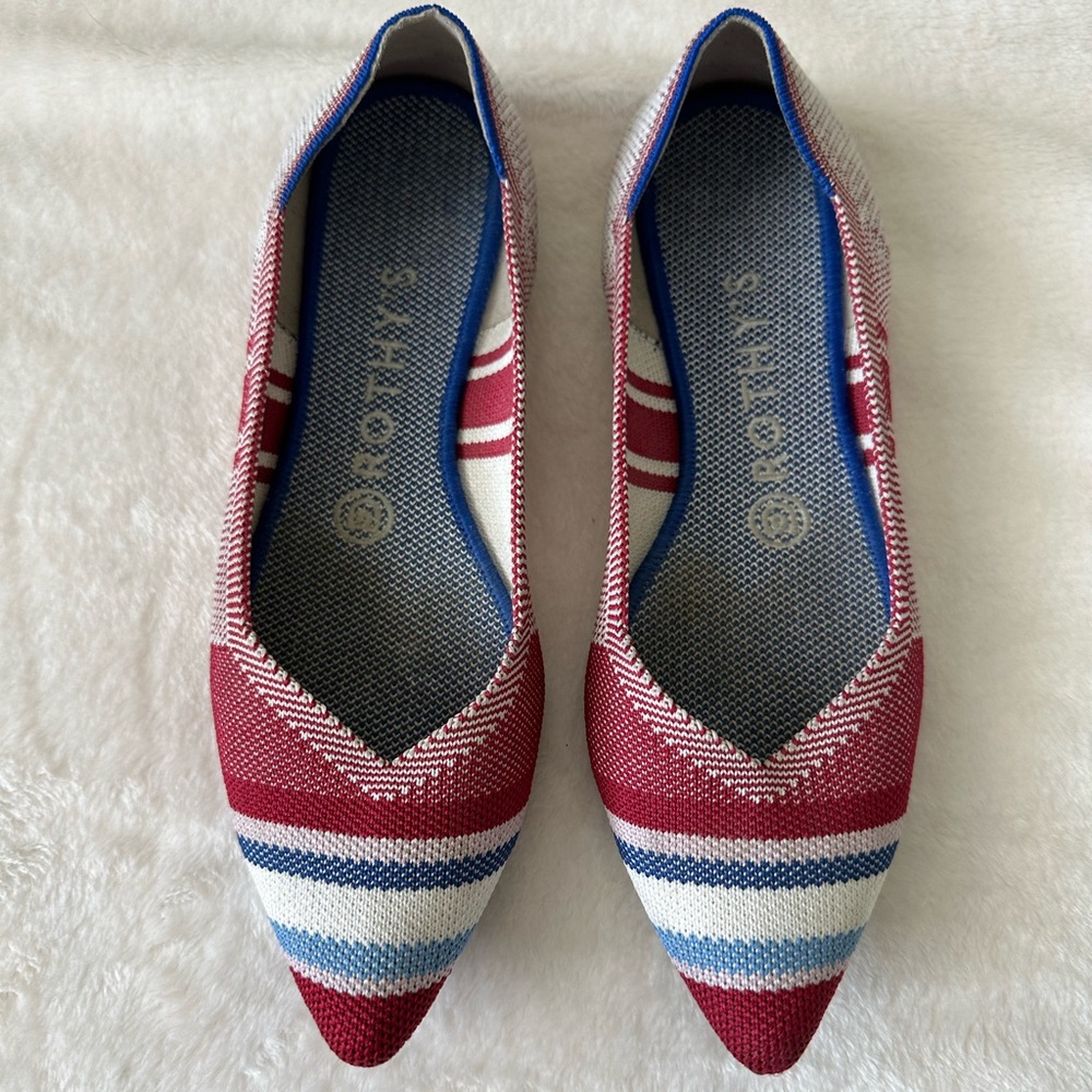 Rothy’s The Point Varsity Stripe Red and Blue